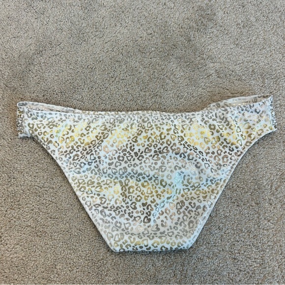VICTORIA'S Secret white gold metallic leopard print hipster bikini bottoms Sz M - Picture 3 of 9